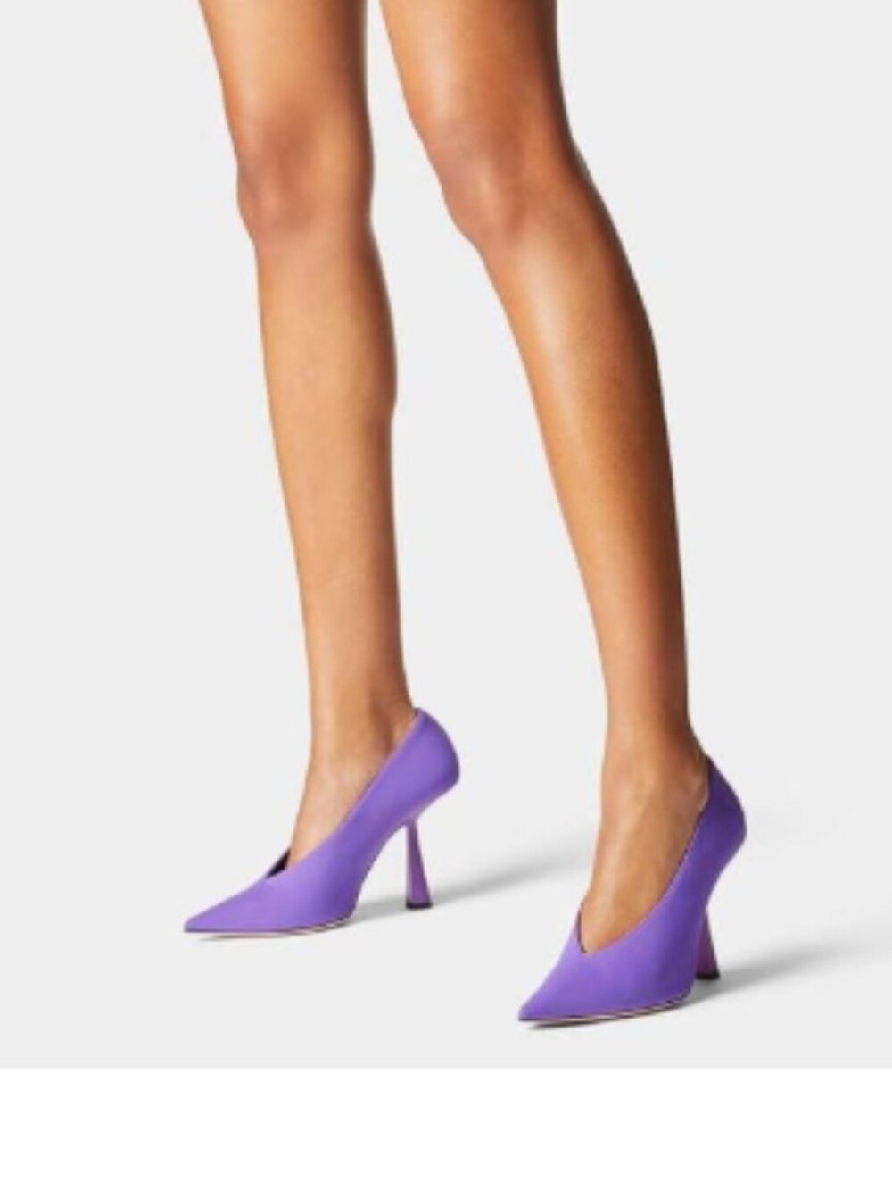 miss left Purple V-Cut Closed Pointed Toe Pumps Slip On High Heel Elegant Shoes